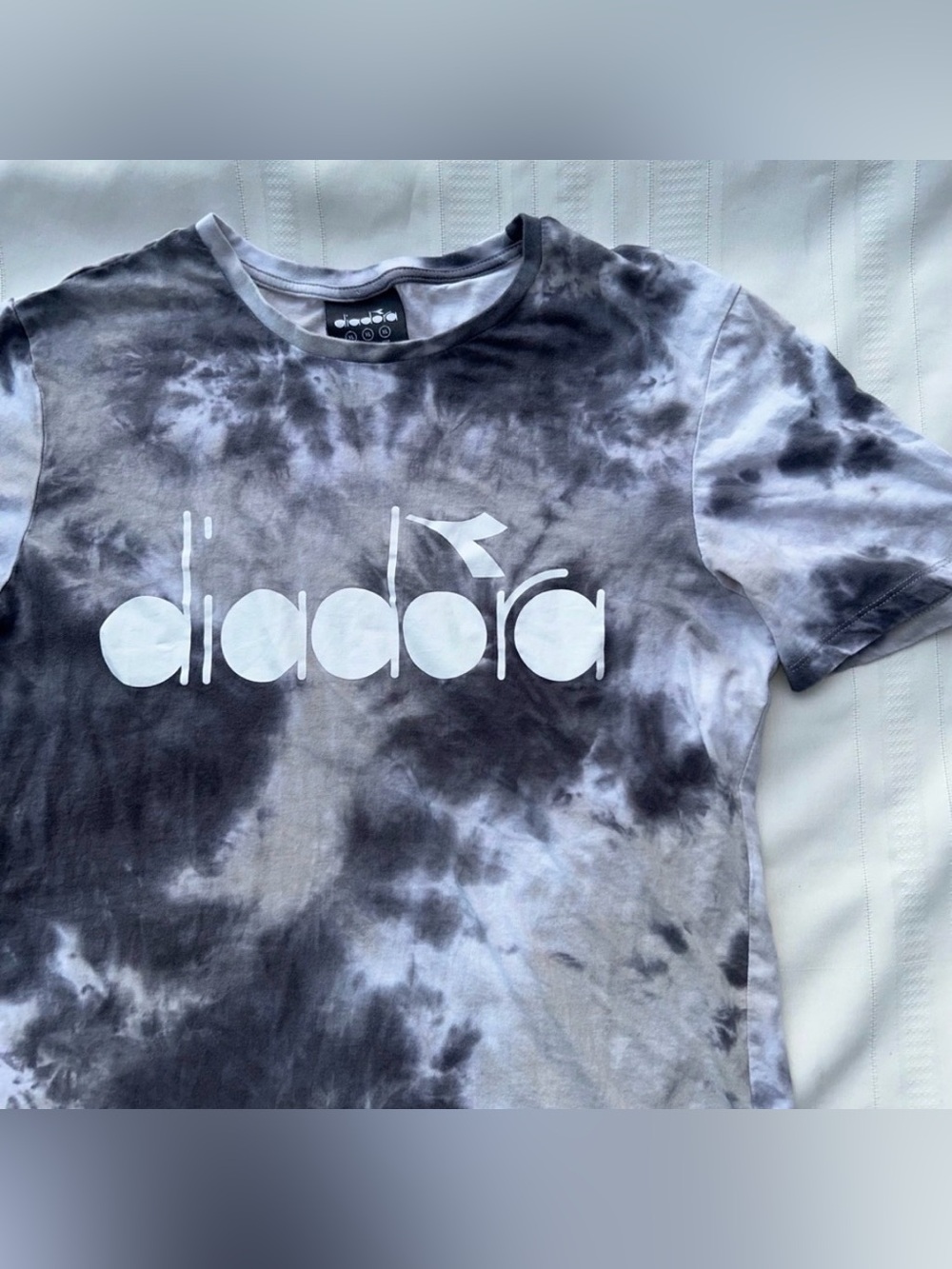 Diadora t-shirt tee tie-dye logo comfy cotton unisex men’s XL gray white